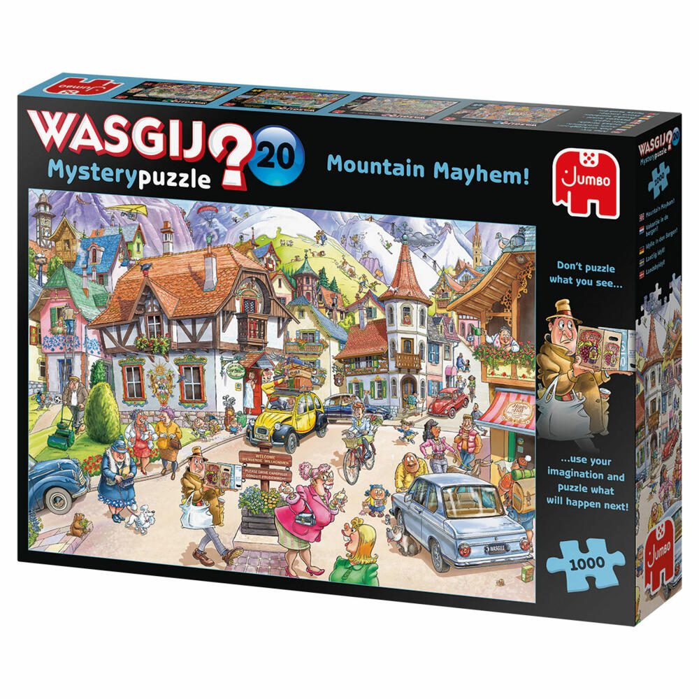 Jumbo Spiele Wasgij Mystery 20 - Idylle in den Bergen!, Puzzle, Mysterypuzzle, Rätsel, 1000 Teile, 25002