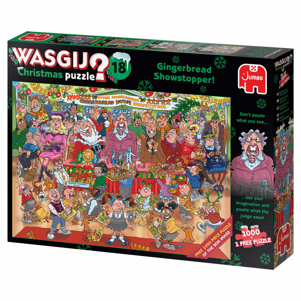 Jumbo Spiele Wasgij Christmas 18 - Lebkuchen Showstopper, Puzzle, Erwachsenenpuzzle, Puzzlespiel, 1000 Teile, 25017