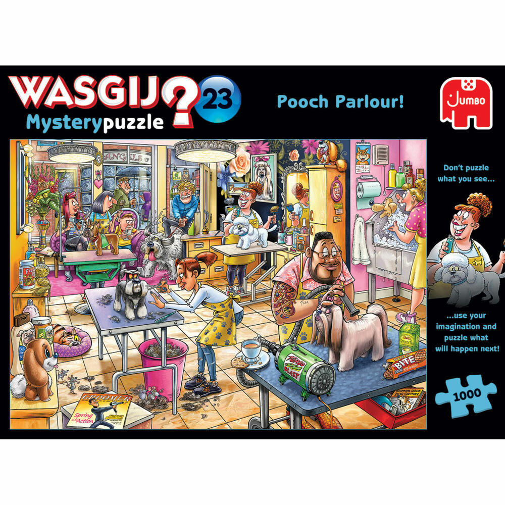 Jumbo Spiele Wasgij Mystery 23 - Hundesalon, Puzzle, Mysterypuzzle, Rätsel, 1000 Teile, 25018