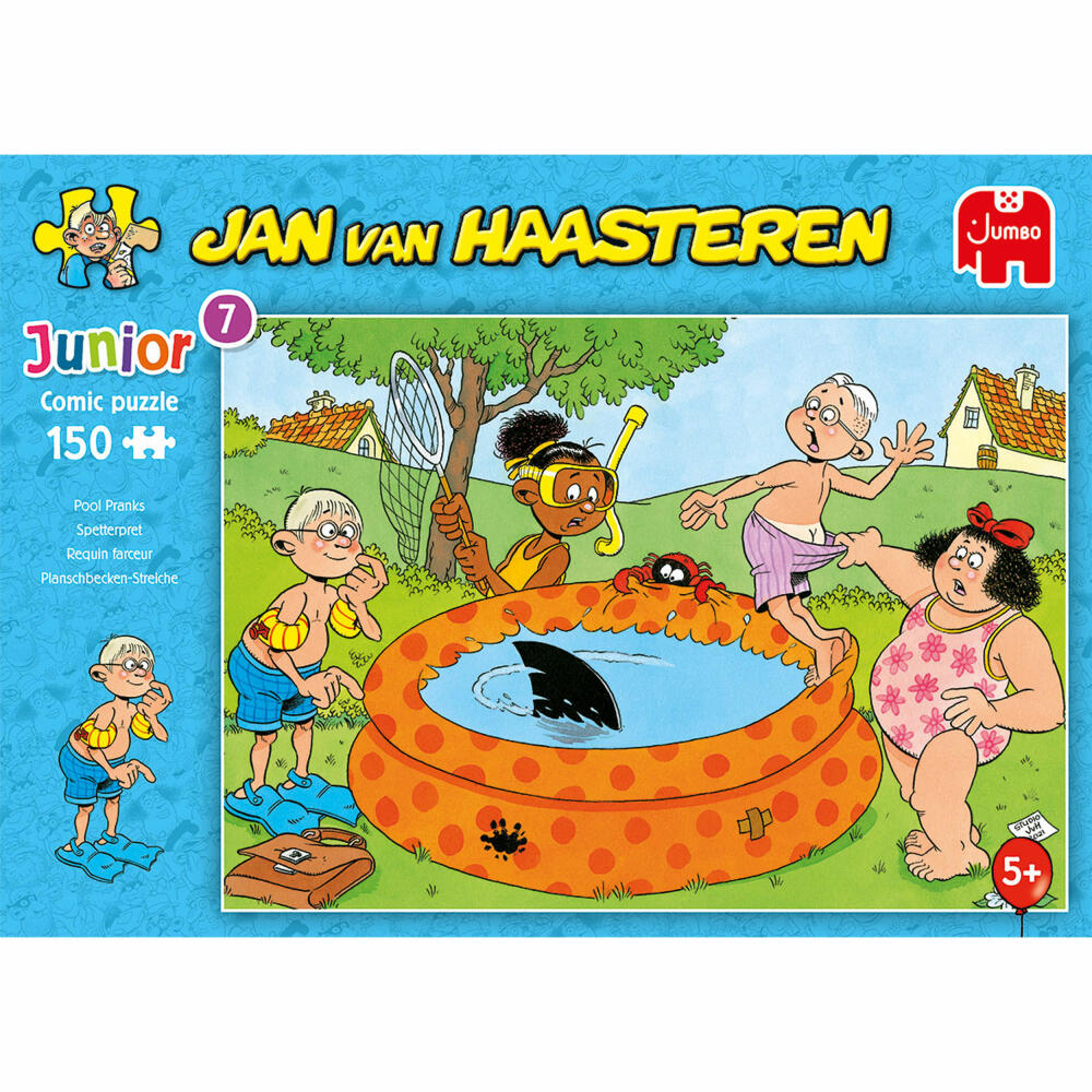 Jumbo Spiele Jan van Haasteren Junior - Streiche im Pool, Kinderpuzzle, Kinder Puzzle, Legespiel, 150 Teile, 20078