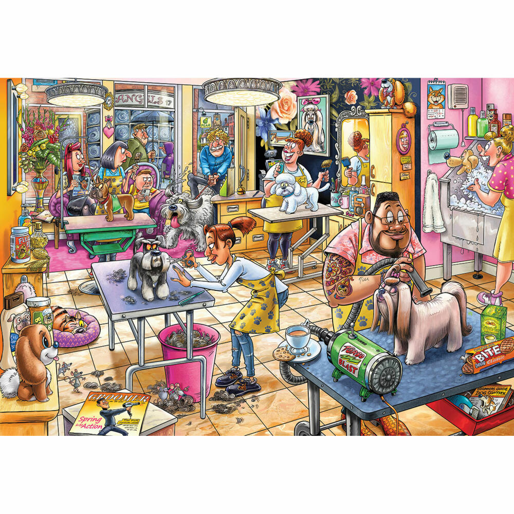 Jumbo Spiele Wasgij Mystery 23 - Hundesalon, Puzzle, Mysterypuzzle, Rätsel, 1000 Teile, 25018