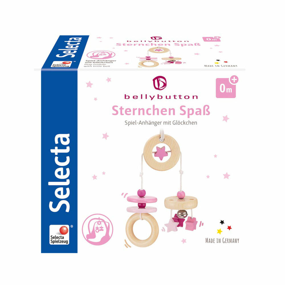 Selecta Spielzeug Sternchen Spaß Spiel Anhänger, Minitrapez, Kleinkindspiel, Kleinkindspielzeug, Holz, Rosa, 15.5 cm, 64009