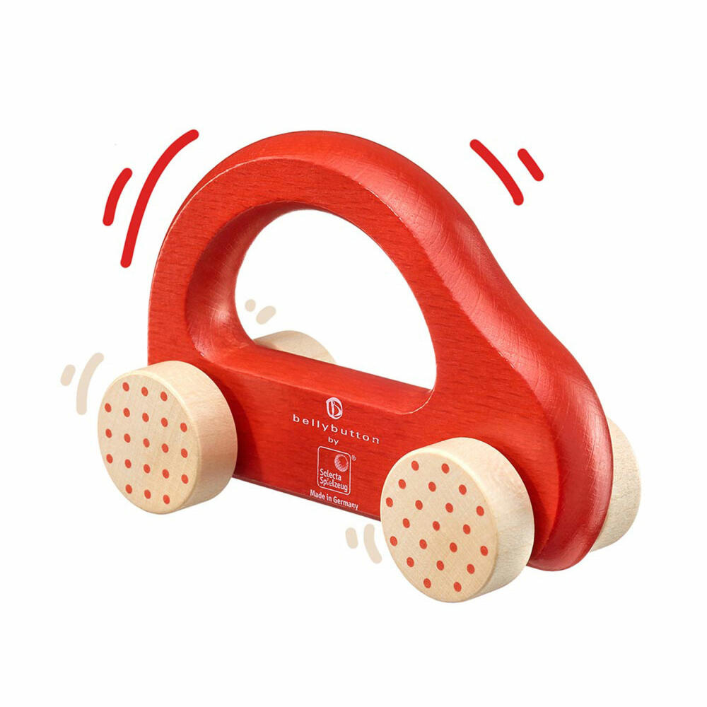 Selecta Spielzeug Kleiner Flitzer Greifling, Auto, Kleinkindspiel, Kleinkindspielzeug, Holz, Rot, 10 cm, 64007