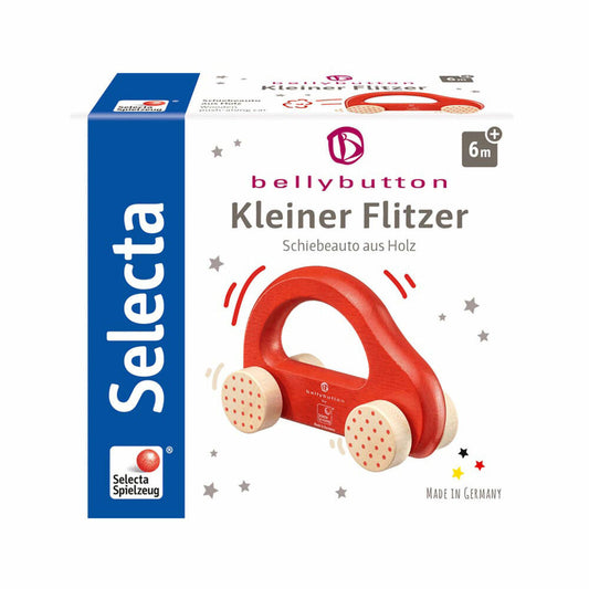 Selecta Spielzeug Kleiner Flitzer Greifling, Auto, Kleinkindspiel, Kleinkindspielzeug, Holz, Rot, 10 cm, 64007