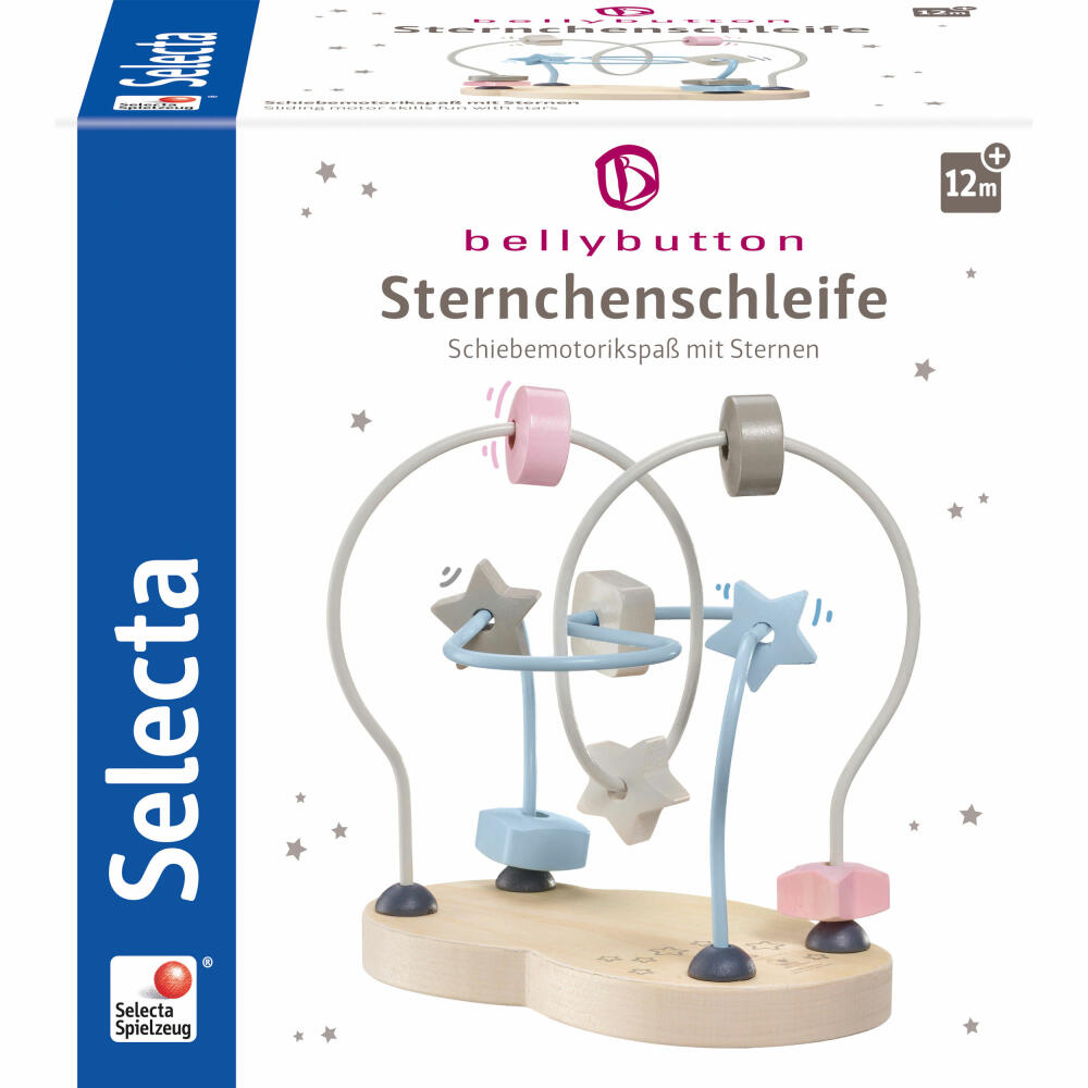 Selecta bellybutton Sternchenschleife, Motorikschleife, Motorik Schleife, Holz Spielzeug, 18 cm, 64019