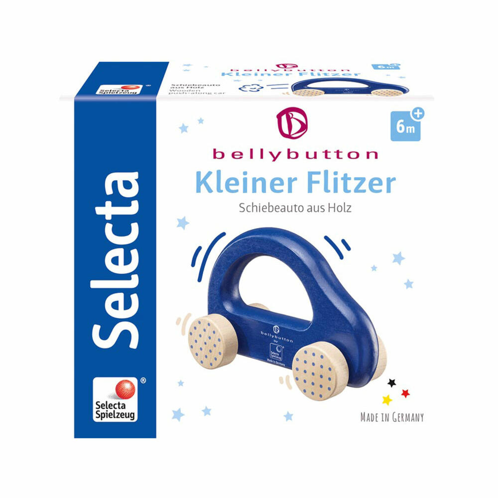 Selecta Spielzeug Kleiner Flitzer Greifling, Auto, Kleinkindspiel, Kleinkindspielzeug, Holz, Blau, 10 cm, 64008