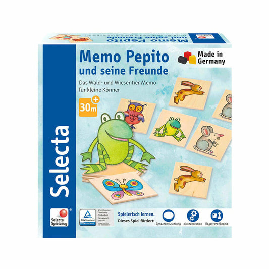 Selecta Spielzeug Memo Pepito und Seine Freunde, 24-tlg., Memospiel, Kinderspiel, Kinderspielzeug, Holz, 20 cm, 63009