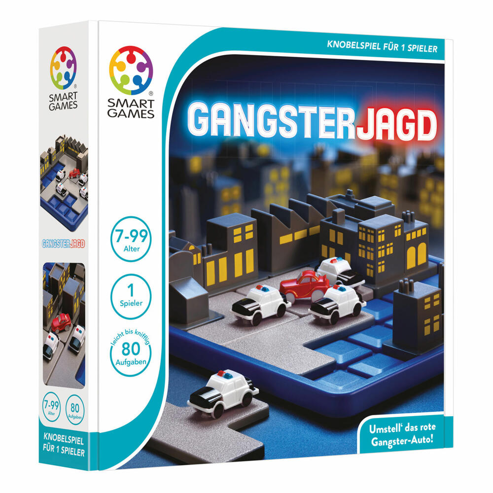 Smart Games Solitärspiel Gangsterjagd, Denkspiel, Kinderspiel, Kinder Spiel, ab 7 Jahren, SG 250 DE
