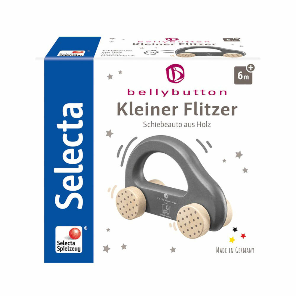 Selecta Spielzeug Kleiner Flitzer Greifling, Auto, Kleinkindspiel, Kleinkindspielzeug, Holz, Grau, 10 cm, 64004