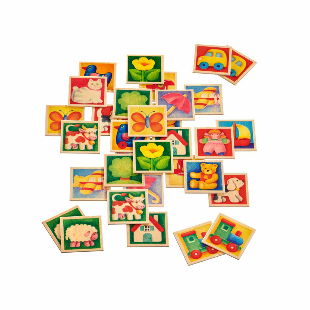 Selecta Spielzeug Memo Kunterbunt, 36-tlg., Memospiel, Kinderspiel, Kinderspielzeug, Holz, 20 cm, 63017