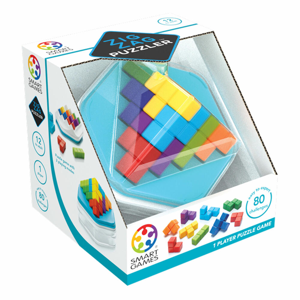 Smart Games Logikspiel ZigZag Puzzler, Denkspiel, Kinderspiel, Kinder Spiel, ab 12 Jahren, SG 414