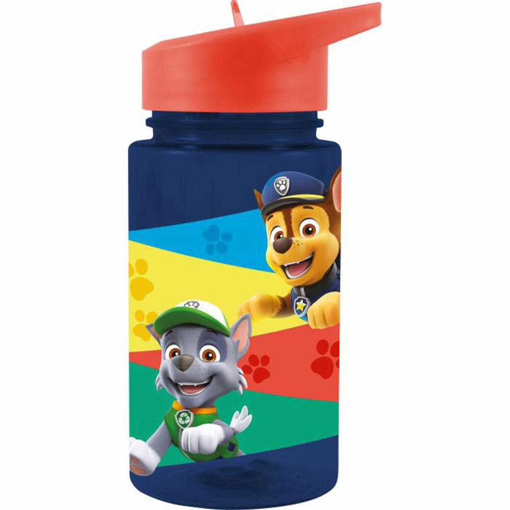 p:os 28230 Paw Patrol, Trinkflasche mit integrierte Trinkhalm, 430 ml