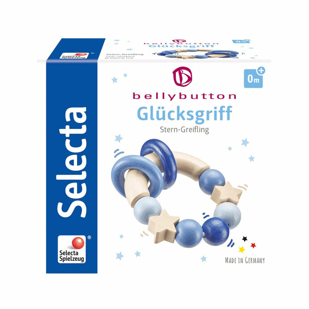 Selecta Spielzeug Glücksgriff Greifling, Kleinkindspiel, Kleinkindspielzeug, Holz, Blau, 7.5 cm, 64010