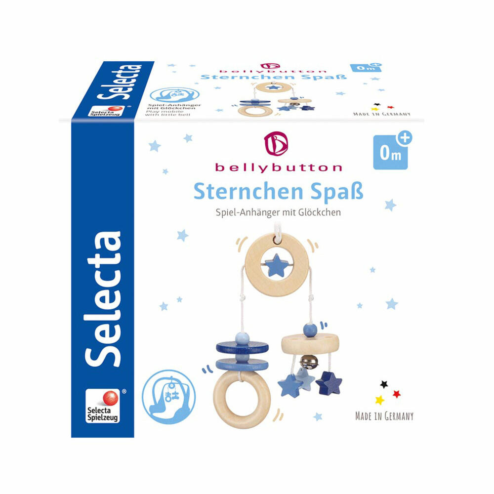 Selecta Spielzeug Sternchen Spaß Spiel Anhänger, Minitrapez, Kleinkindspiel, Kleinkindspielzeug, Holz, Blau, 15.5 cm, 64015