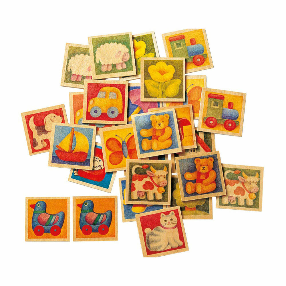 Selecta Spielzeug Memo Kunterbunt, 36-tlg., Memospiel, Kinderspiel, Kinderspielzeug, Holz, 20 cm, 63017