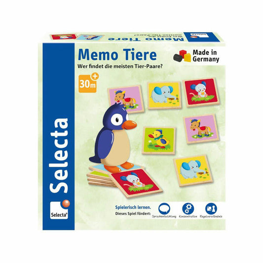 Selecta Spielzeug Memo Tiere, Legespiel, Memospiel, Kinderspiel, Kinder Spiel, 24 Teile, 63023