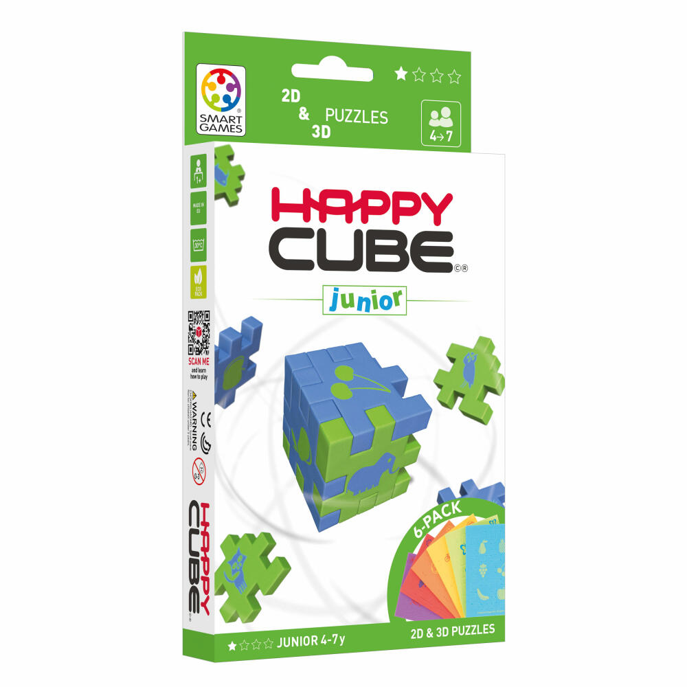 Happy Cube Logikpuzzle Junior, 6 Wüfelpuzzles, Denkspiel, Spielzeug, ab 4 Jahren, SGHC 301