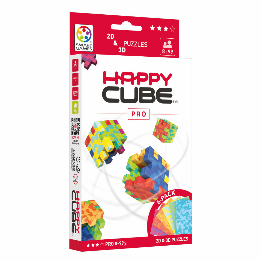 Happy Cube Logikpuzzle Pro, 6 Wüfelpuzzles, Denkspiel, Spielzeug, ab 8 Jahren, SGHC 303