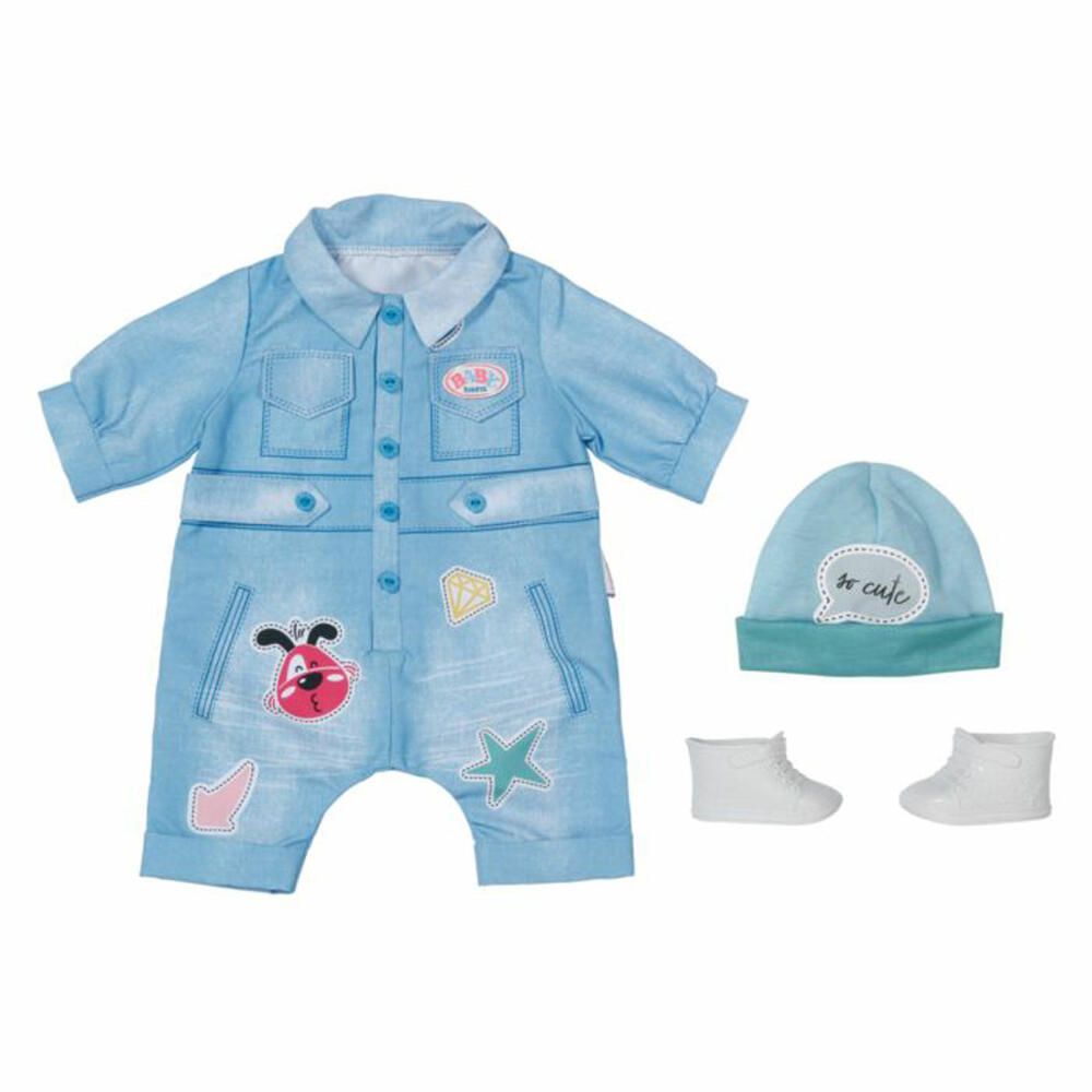 Zapf Creation BABY born Deluxe Jeans Overall, Puppenkleidung, Puppen Kleidung, 43 cm, 832592