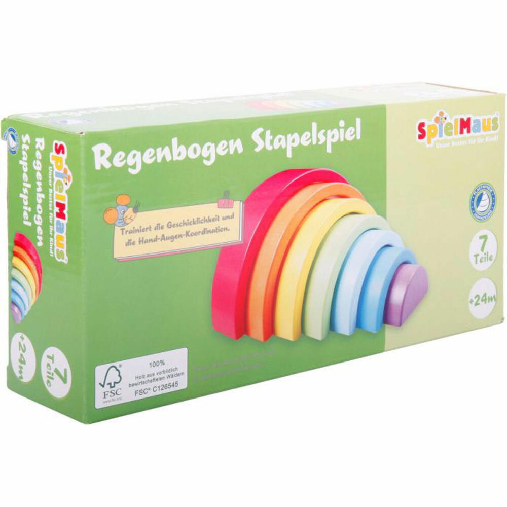 SpielMaus Holz Regenbogen Stapelspiel