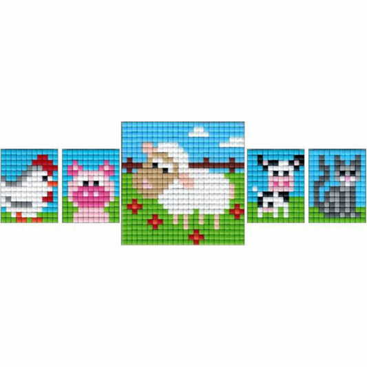 Pracht Pixel Bastelset 18 Huhn, Schwein, Kuh, Katze, Schaf