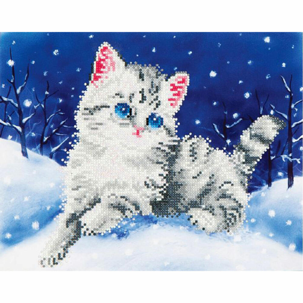 Diamond Dotz Katze im Schnee, Diamond Painting, Kreativset, Malen mit Diamanten, ab 8 Jahre, 35.5 x 27.9 cm, DD5-006