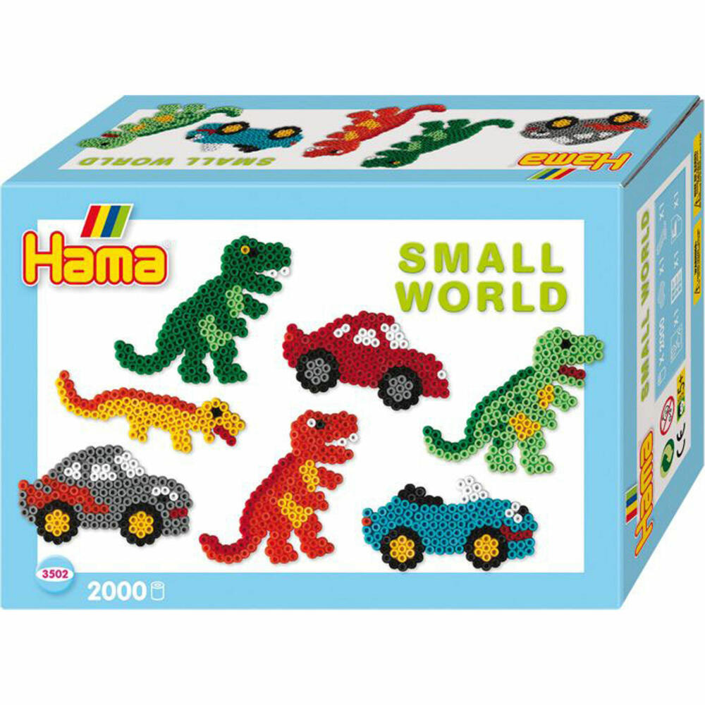 Hama Bügelperlen Midi - Geschenkpackung kleine Welt Dinosaurier & Auto blau 2000