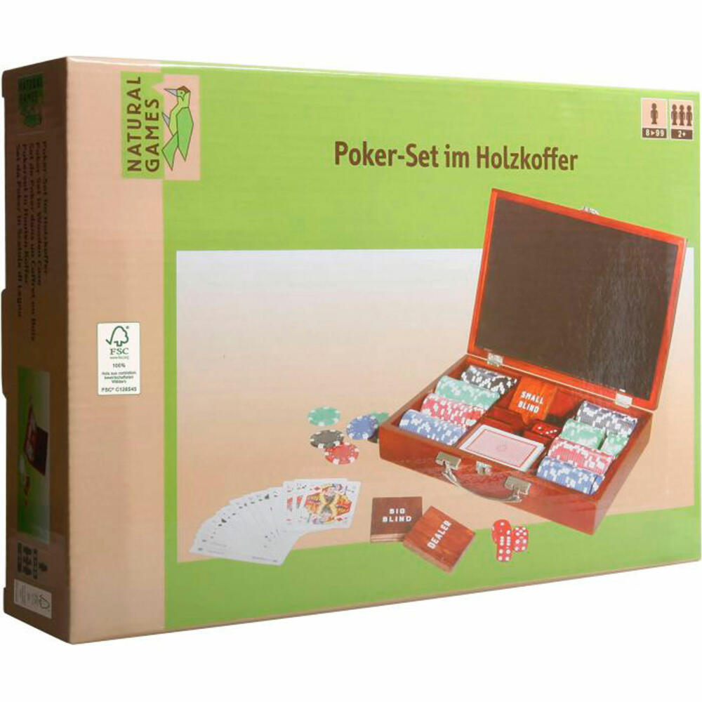 Natural Games Pokerset im Holzkoffer mit 200 Chips