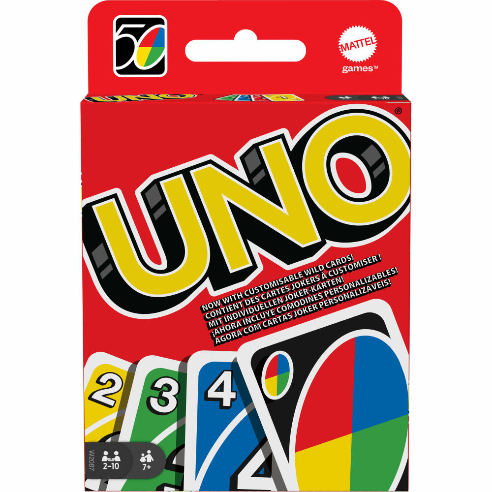 Mattel UNO, Kartenspiel, Gesellschaftsspiel, Familienspiel, ab 7 Jahren, W2087