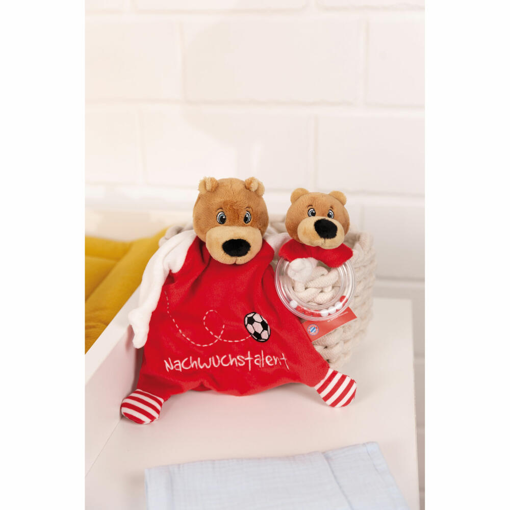 NICI FC Bayern München Bär Berni Schmusetuch, Schnuffeltuch, Kuscheltuch, 25 x 25 cm, 49084