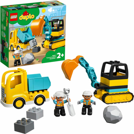 LEGO Duplo Bagger und Laster, 20-tlg., Bauset, Konstruktionsset, Bausteine, Spielzeug, ab 2 Jahre, 10931