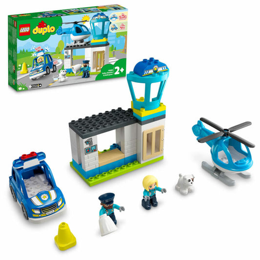 LEGO Duplo Polizeistation mit Hubschrauber, 40-tlg., Bauset, Bausteine, Spielzeug, ab 2 Jahre, 10959