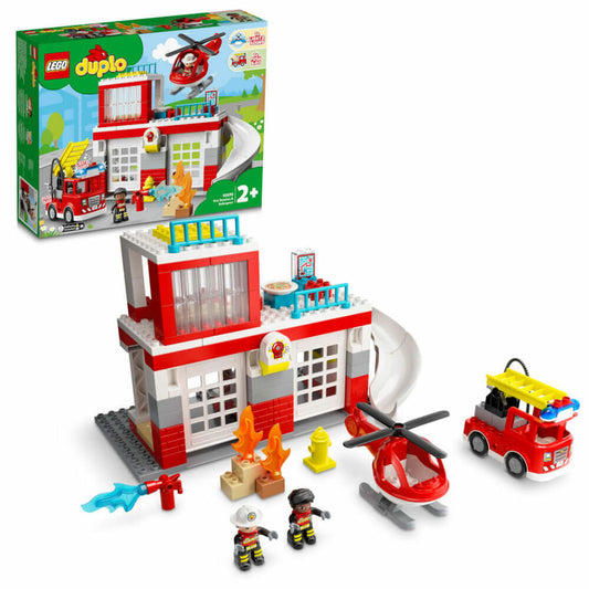 LEGO Duplo Feuerwehrwache mit Hubschrauber, 117-tlg., Bauset, Bausteine, Spielzeug, ab 2 Jahre, 10970