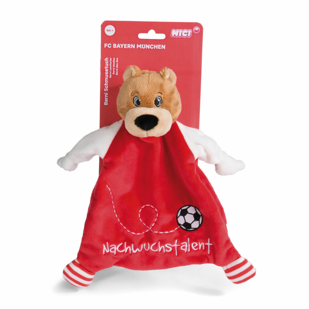 NICI FC Bayern München Bär Berni Schmusetuch, Schnuffeltuch, Kuscheltuch, 25 x 25 cm, 49084