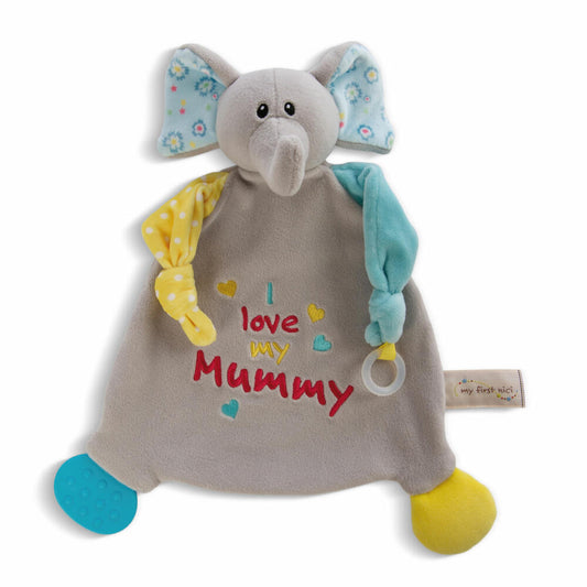 NICI My First NICI Schmusetuch Elefant, Schnuffeltuch, Kuscheltuch, Polyester, 25 x 25 cm, 48893