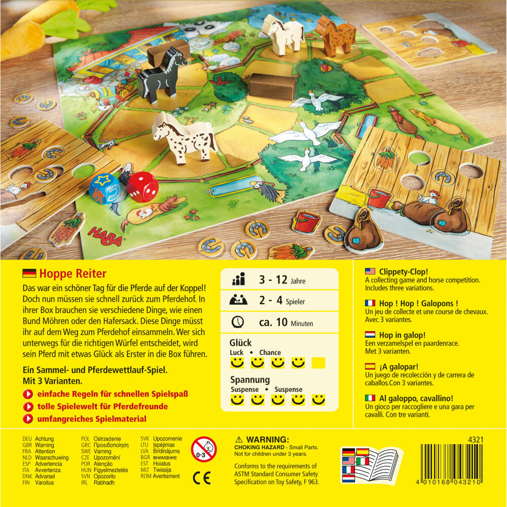 HABA Hoppe Reiter, Würfelspiel, Taktikspiel, Kinderspiel, Spiele, Spielzeug, 4321