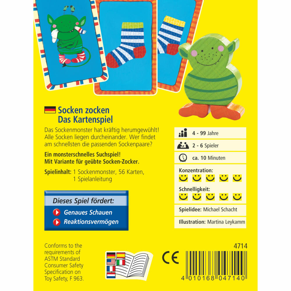 HABA Socken Zocken Das Kartenspiel, Reaktionsspiel, Konzentrationsspiel, Spielzeug, 4714