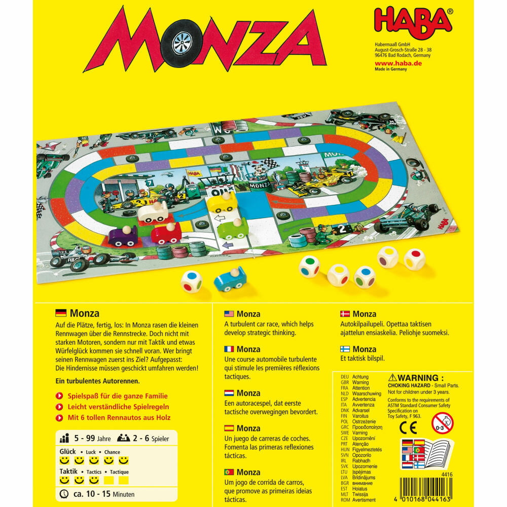 HABA Monza, Würfelspiel, Laufspiel, Kinderspiel, Würfel Spiel, Spiele, 4416