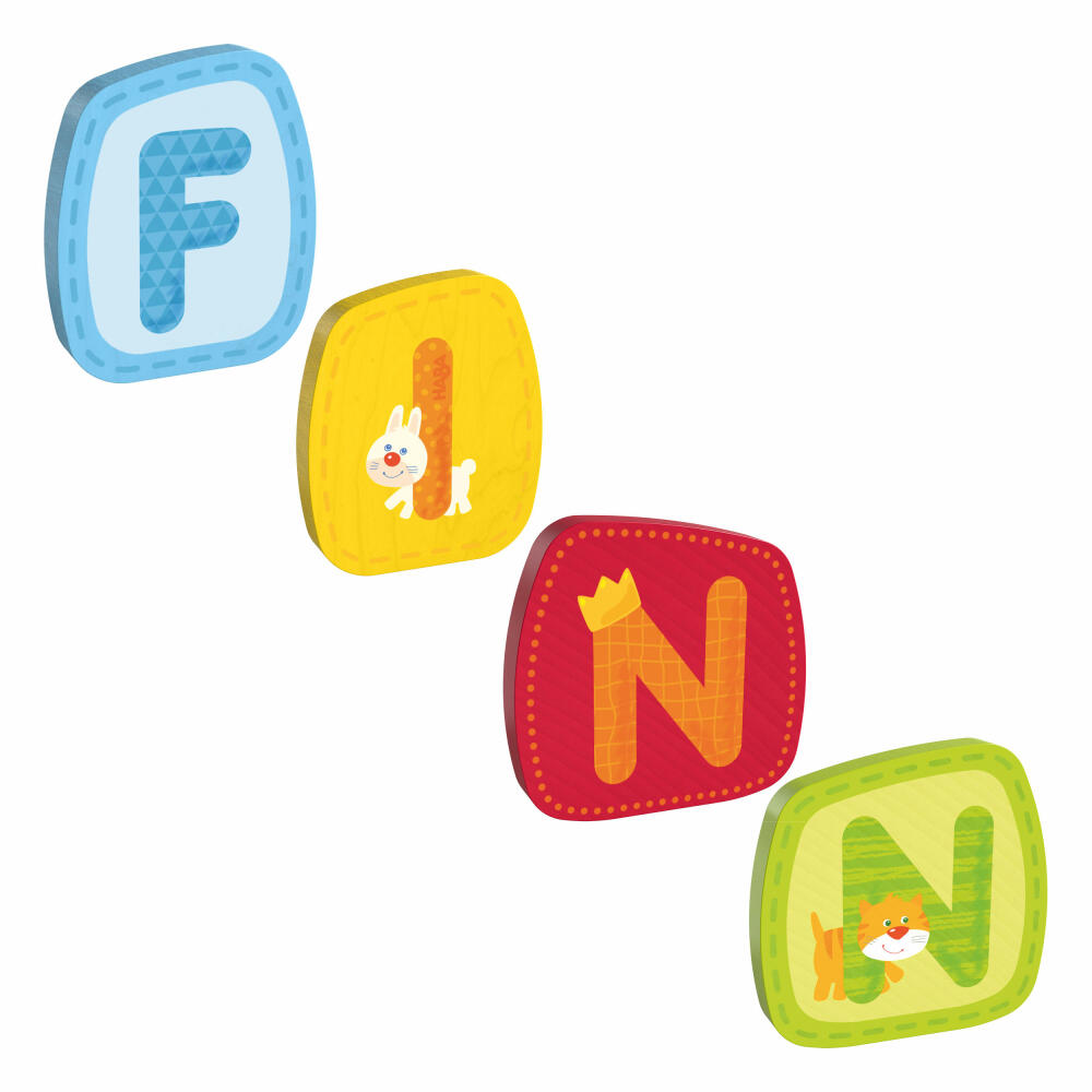 HABA Holzbuchstaben, Name Finn, Buchstaben, Türschild, Wand, Dekoration, Kinderzimmer, Kind, Baby