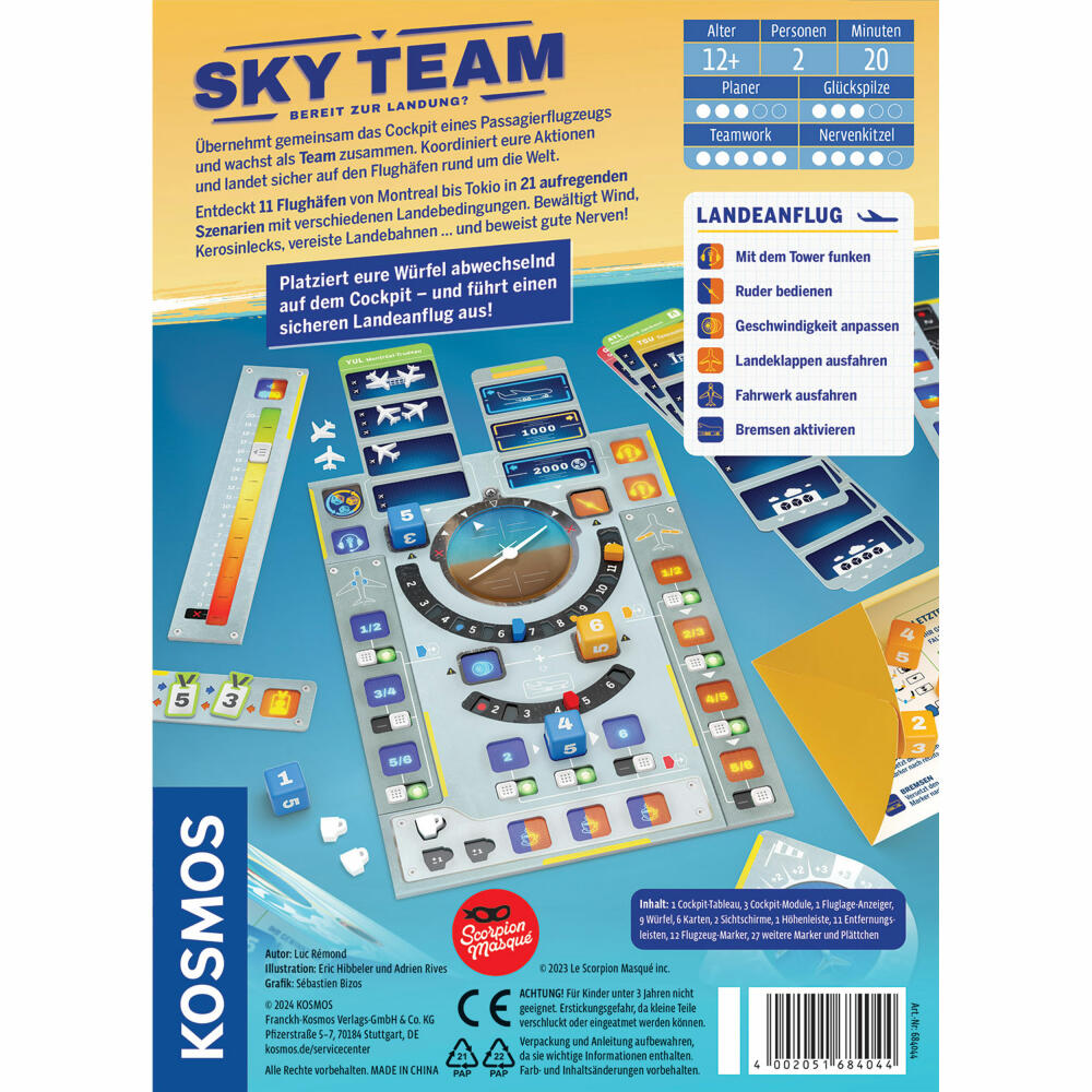 KOSMOS Sky Team, Kooperatives Spiel, Gesellschaftsspiel, Würfelspiel, ab 12 Jahren, 684044