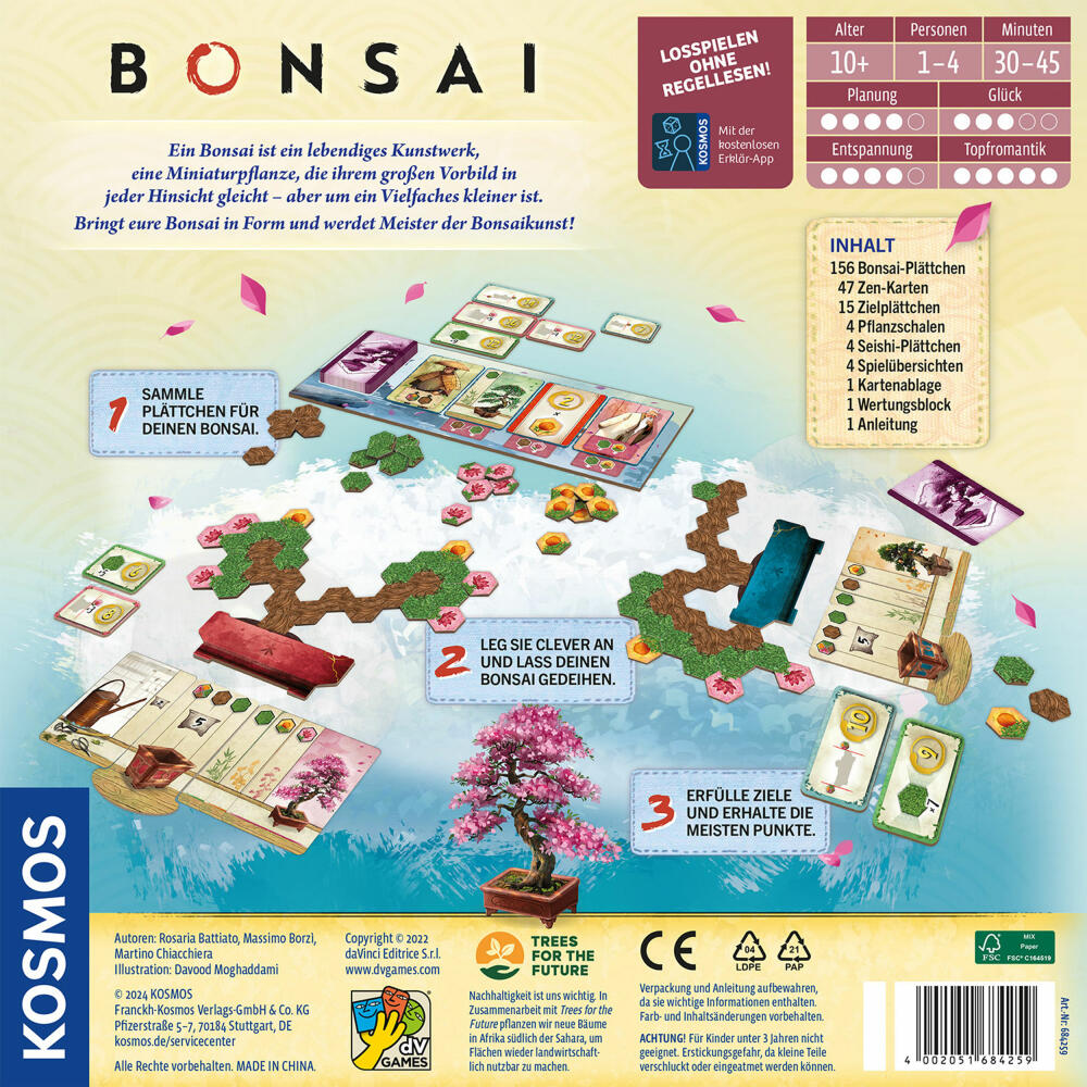 KOSMOS Bonsai, Legespiel, Familienspiel, Gesellschaftsspiel, ab 10 Jahren, 684259