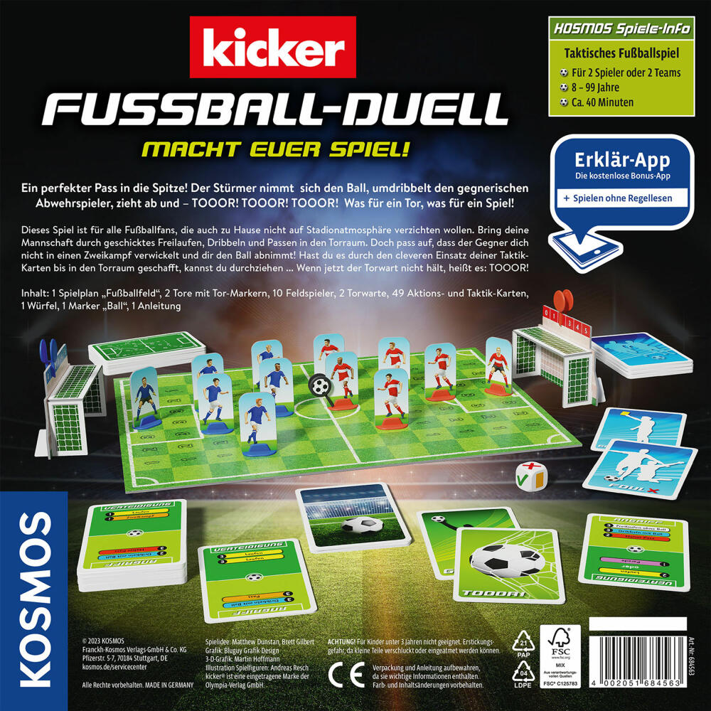 KOSMOS Kicker Fußball Duell, Duellspiel, Brettspiel, Familienspiel, ab 8 Jahren, 684563