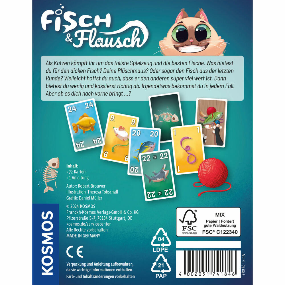 KOSMOS Fisch & Flausch, Kartenspiel, Bietspiel, Familienspiel, ab 8 Jahren, 741846
