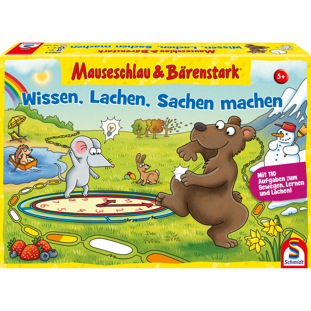 Schmidt Spiele Mauseschlau & Bärenstark, Wissen, Lachen, Sachen Machen, Kinderspiel, Wissensspiel, ab 5 Jahren, 40653