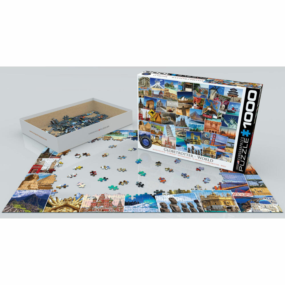 Eurographics Puzzle Globetrotter Welt, Sehenswürdigkeiten, 1000 Teile, 68 x 48 cm, 6000-0751