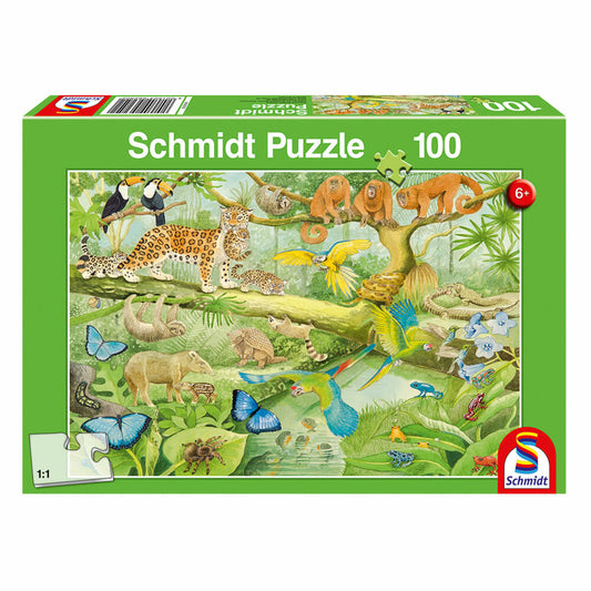 Schmidt Spiele Tiere im Regenwald, 100 Puzzleteile, Kinderpuzzle, Puzzle, 1 Spieler, 56250