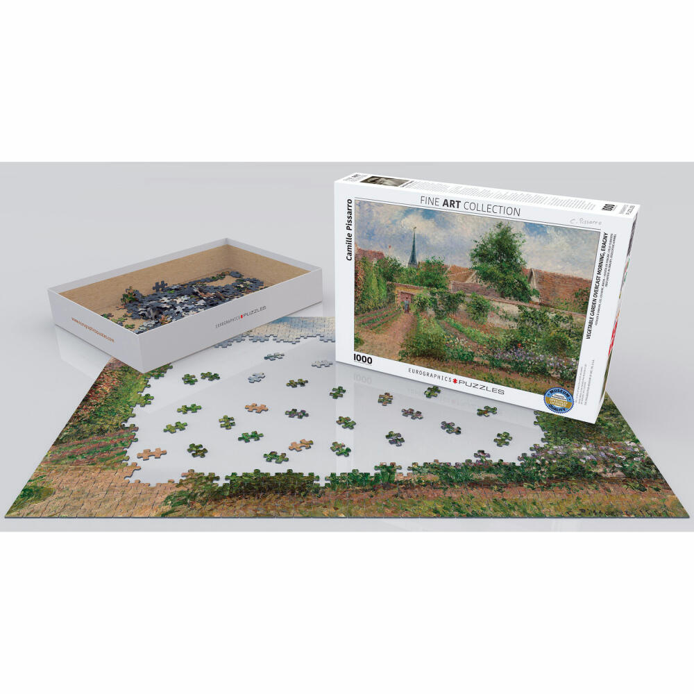 Eurographics Puzzle Gemüsegarten in Eragny mit bedecktem Himmel von Pissaro, 1000 Teile, 68 x 48 cm, 6000-0825