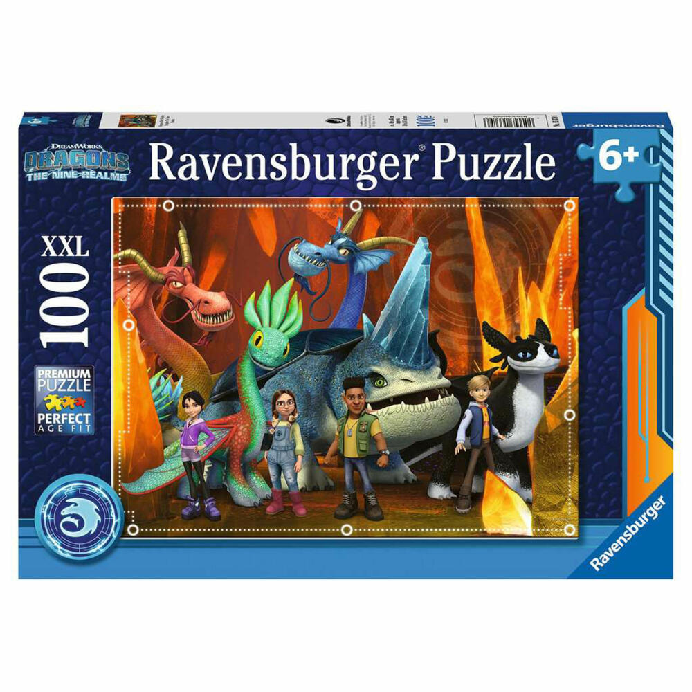 Ravensburger Dragons: Die 9 Welten, Puzzle, Kinderpuzzle, Legespiel, Kinder, 100 Teile XXL, 13379