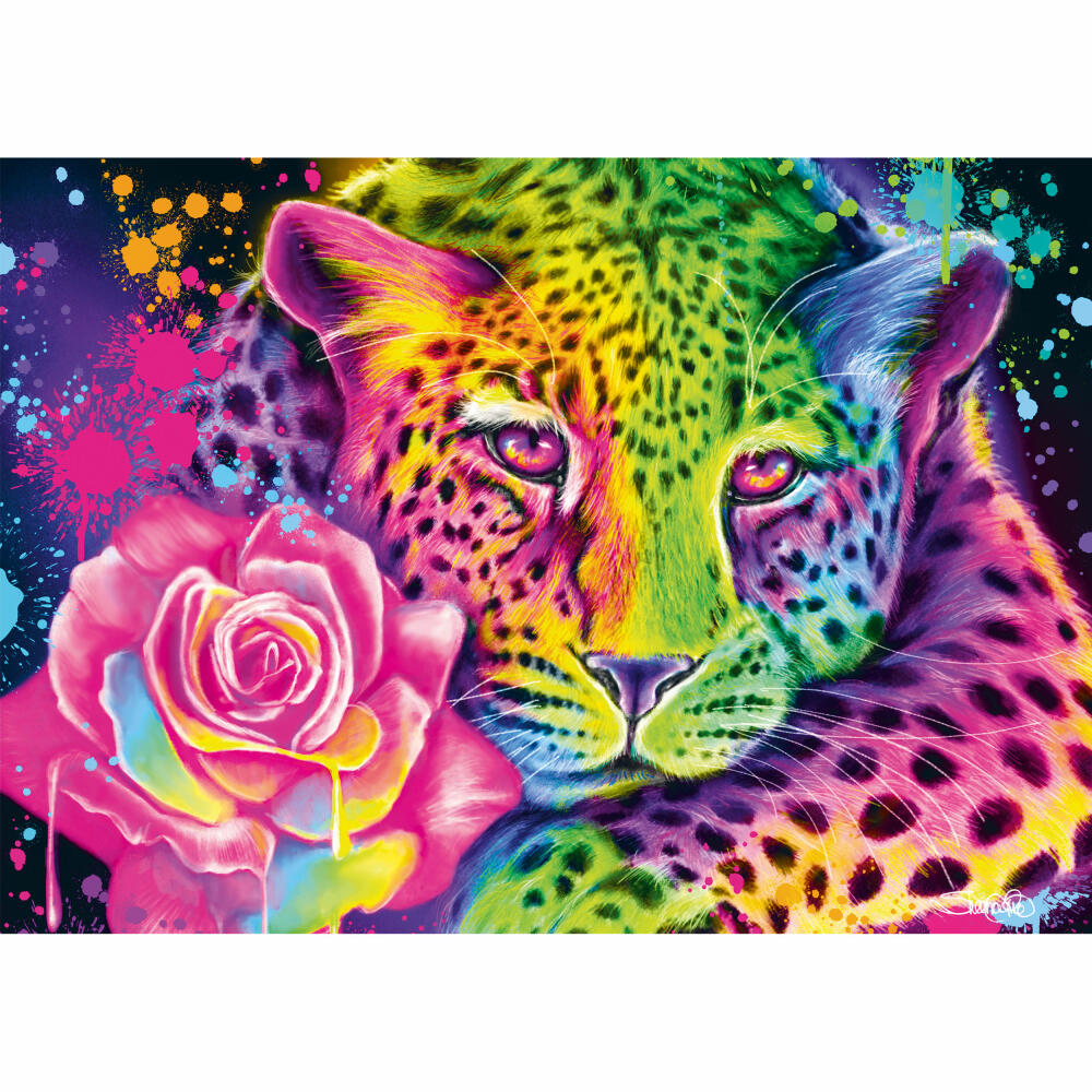 Schmidt Spiele Puzzle Neon Regenbogen-Leopard, Sheena Pike, Erwachsenenpuzzle, 1000 Teile, 58514