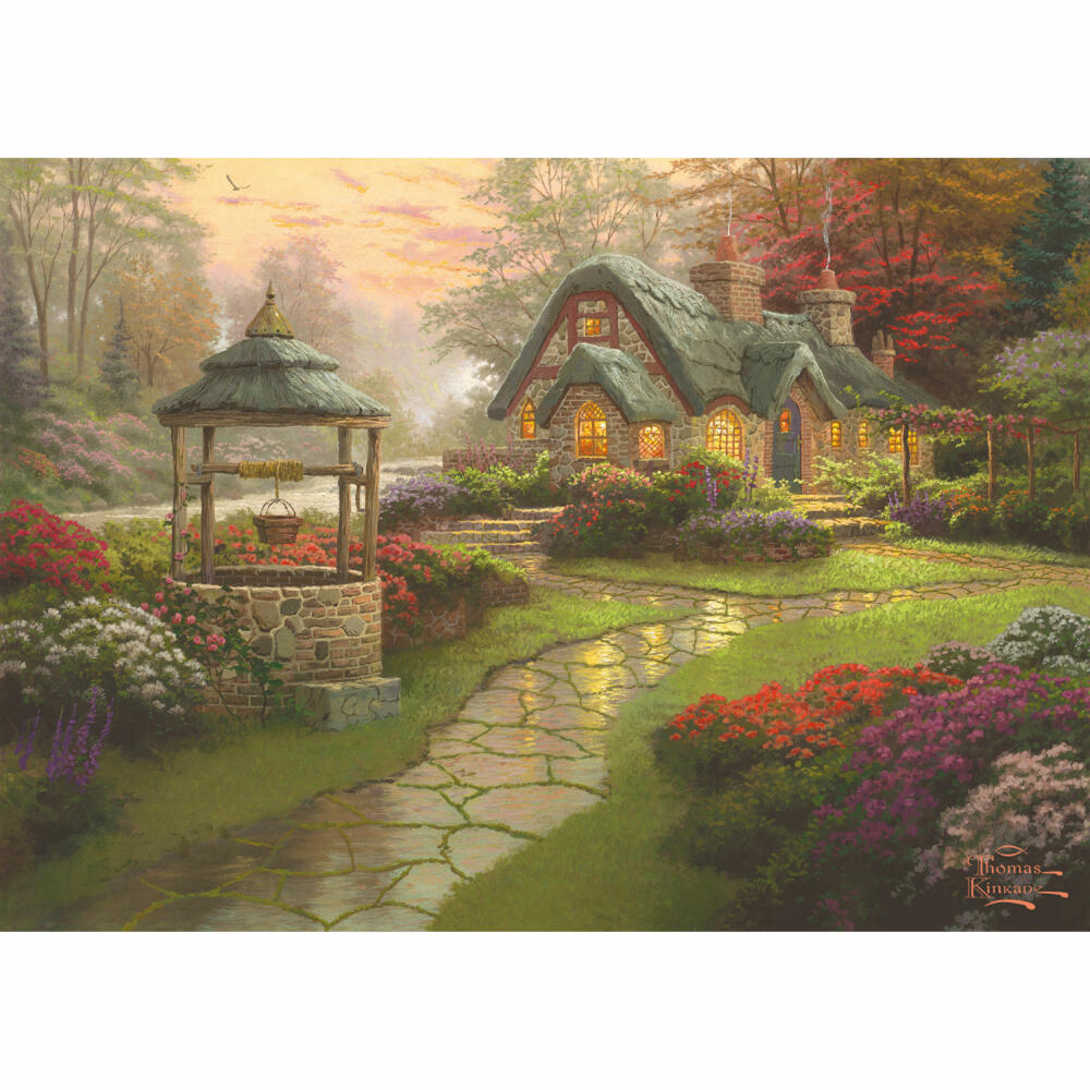 Schmidt Spiele Haus mit Brunnen, Puzzle, Erwachsenenpuzzle, Thomas Kinkade, 1000 Teile, 58463